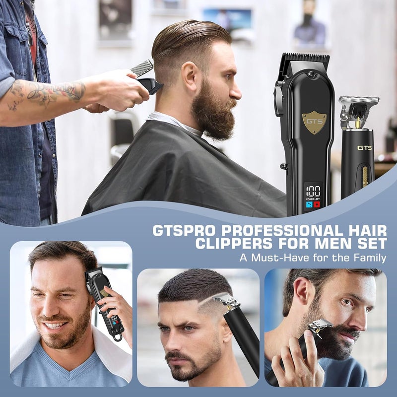 GTS PRO مقصات شعر GTSPro للرجال، مجموعة مقصات ومشذب، مقصات حلاق، مشذب شعر كهربائي مع صندوق، هدايا للرجال باللون الأسود - Image 5